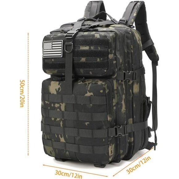 Black Tactical Backpack 45L Molle Military Assault Pack Hunting Gear Bag - Picture 2 of 7